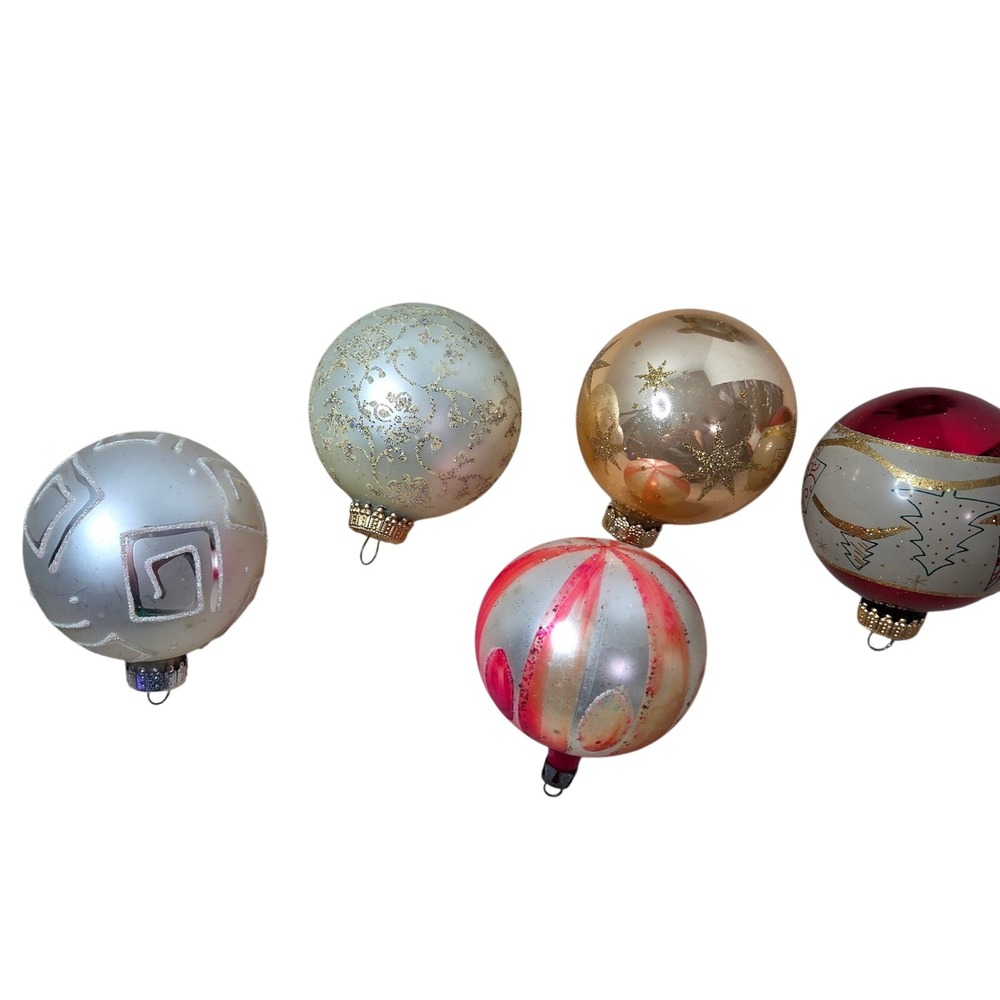 Vintage Christmas Ornaments Holiday Decoration Set of‎ 5 Decorative Balls